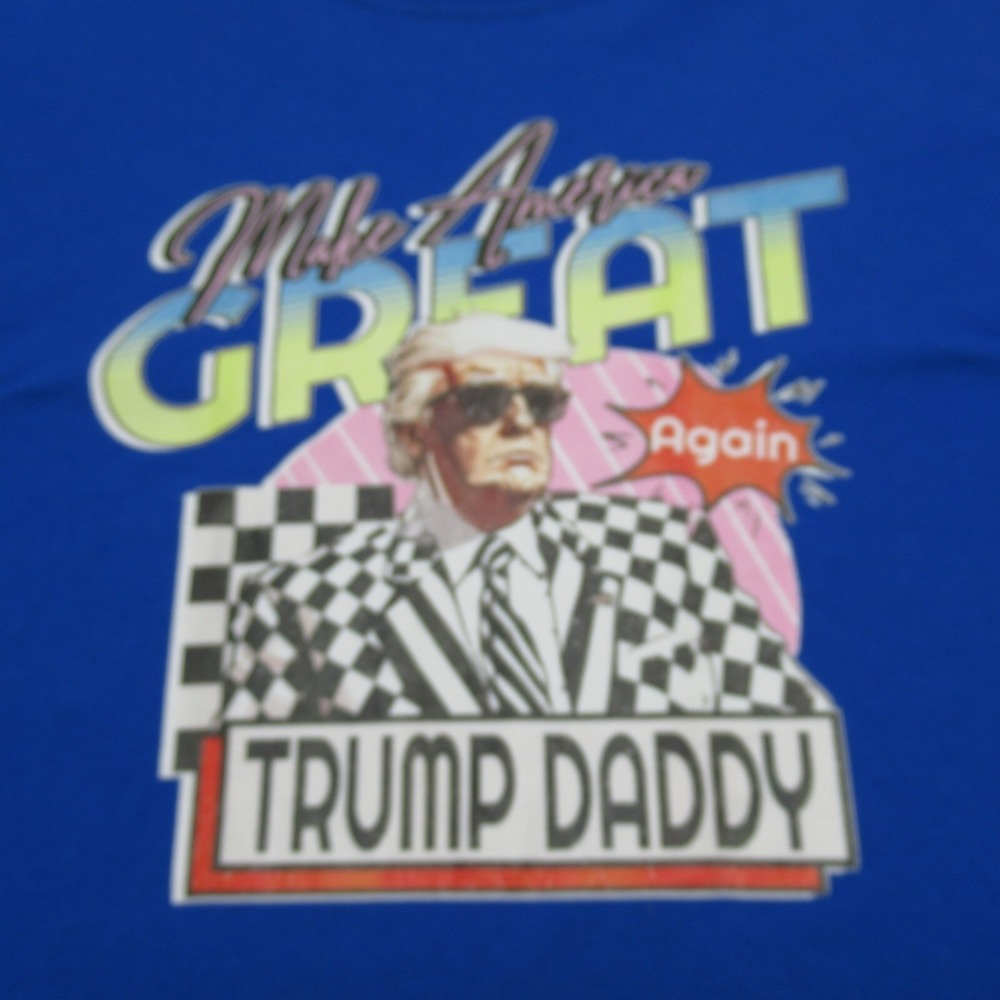 Trump Daddy Shirt Men XL Fruit Of The Loom Blue Graphic Print MAGA Cut Sides